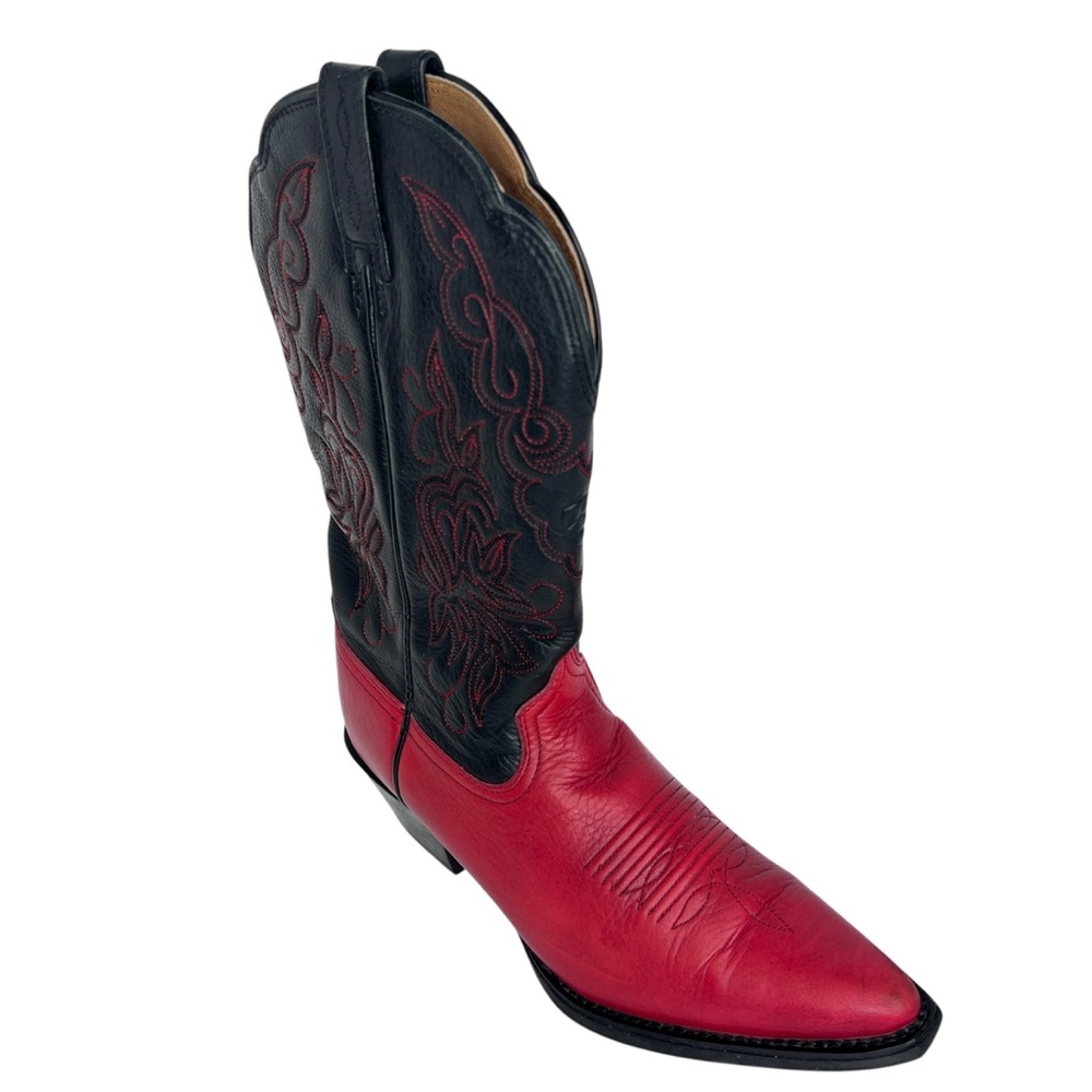 Ariat Heritage R Toe Vibrant Red & Black Leather Western Cowboy Boots Size 7B